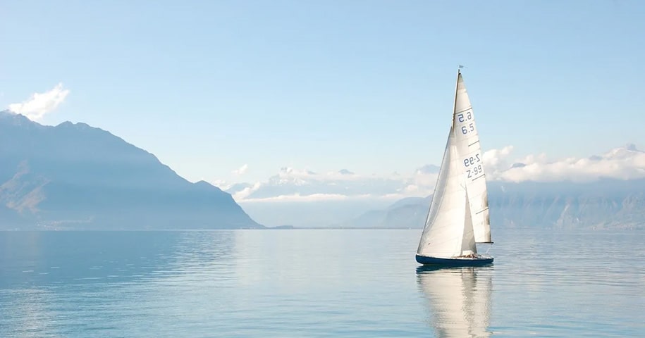 Yacht sailing through waters