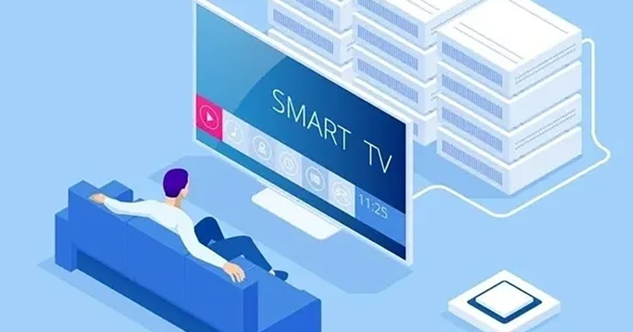Illustration of people watching a smart TV