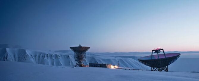 Satellite in the arctic pointing to space