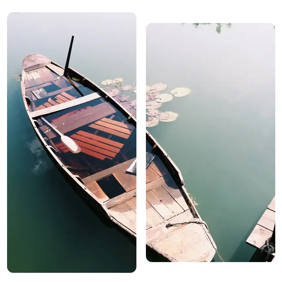 Unattended boat on water filled with water
