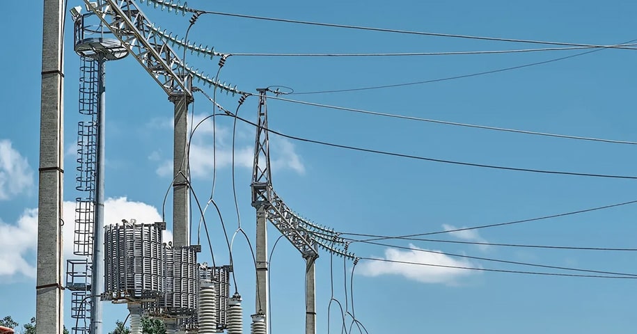 Electrical wires at a power station