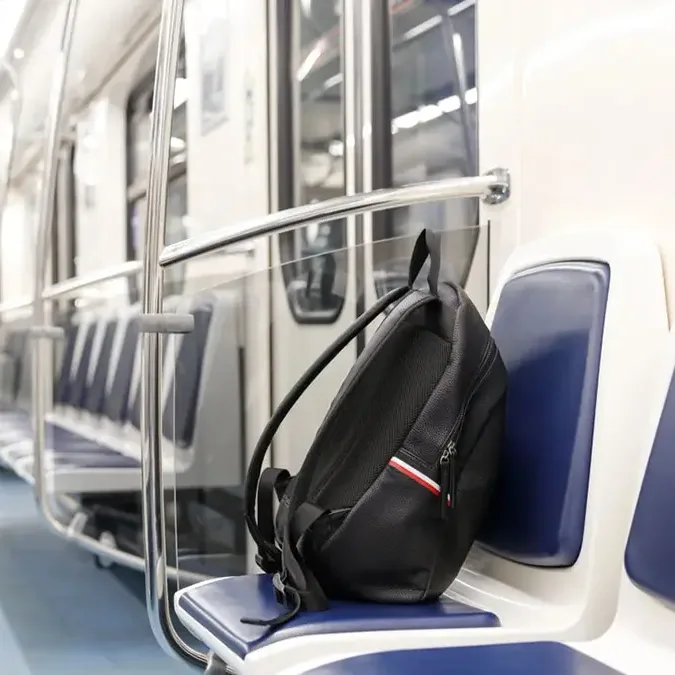 Bag sitting on its own on a train
