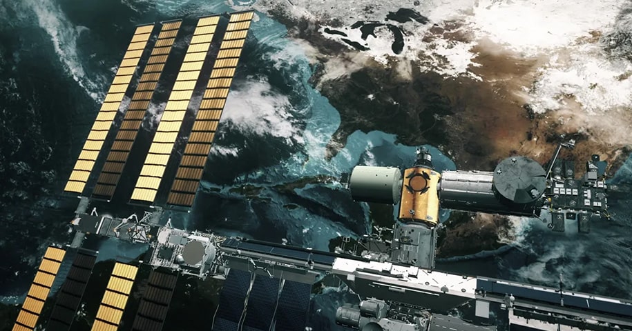 Space station orbiting