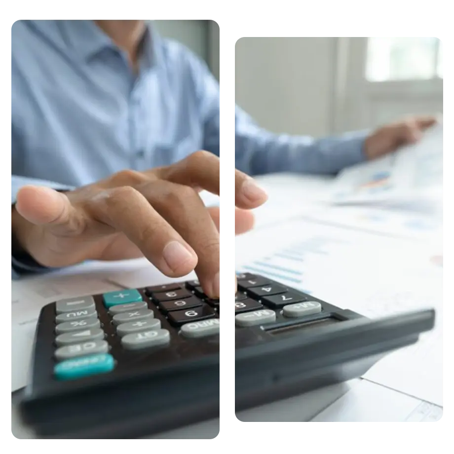 individual_header Man inputting tax return on calculator