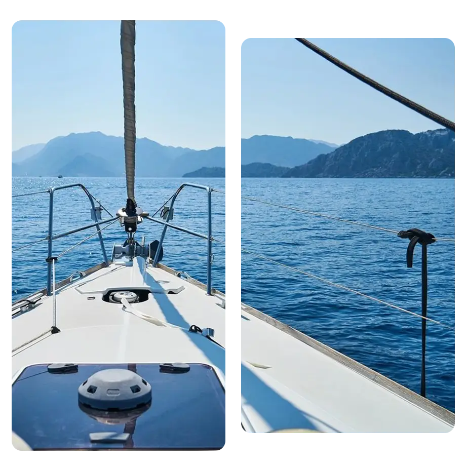 Yacht sailing toward coastline