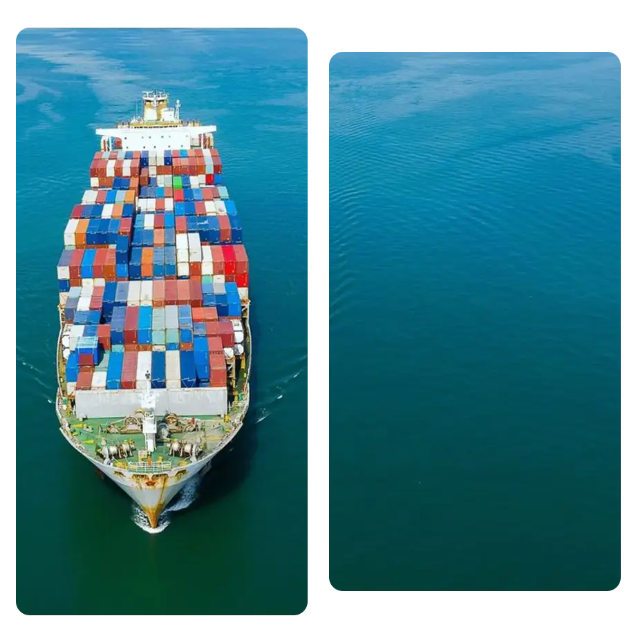 Cargo ship with containers sailing on water