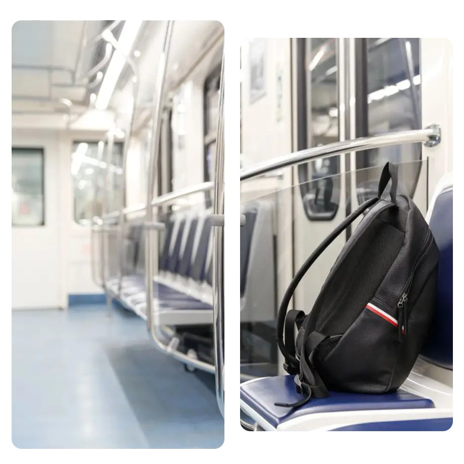 Bag sitting on its own on a train
