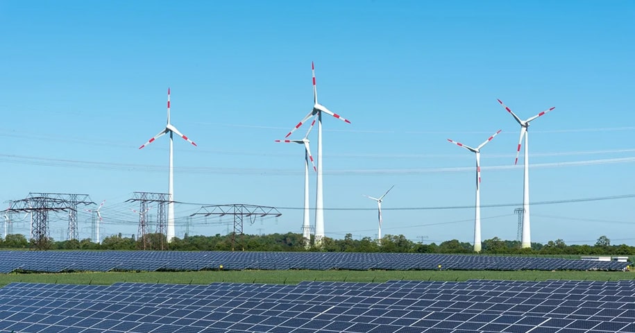 Wind farm and solar farm