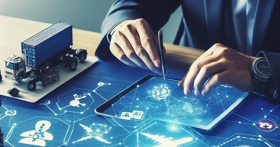 Man planning on a digital board
