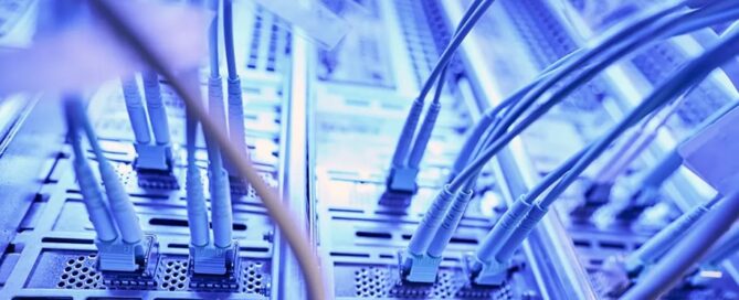 Network hub with cables connected