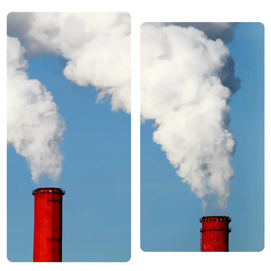 Factory with smoke coming out of stacks