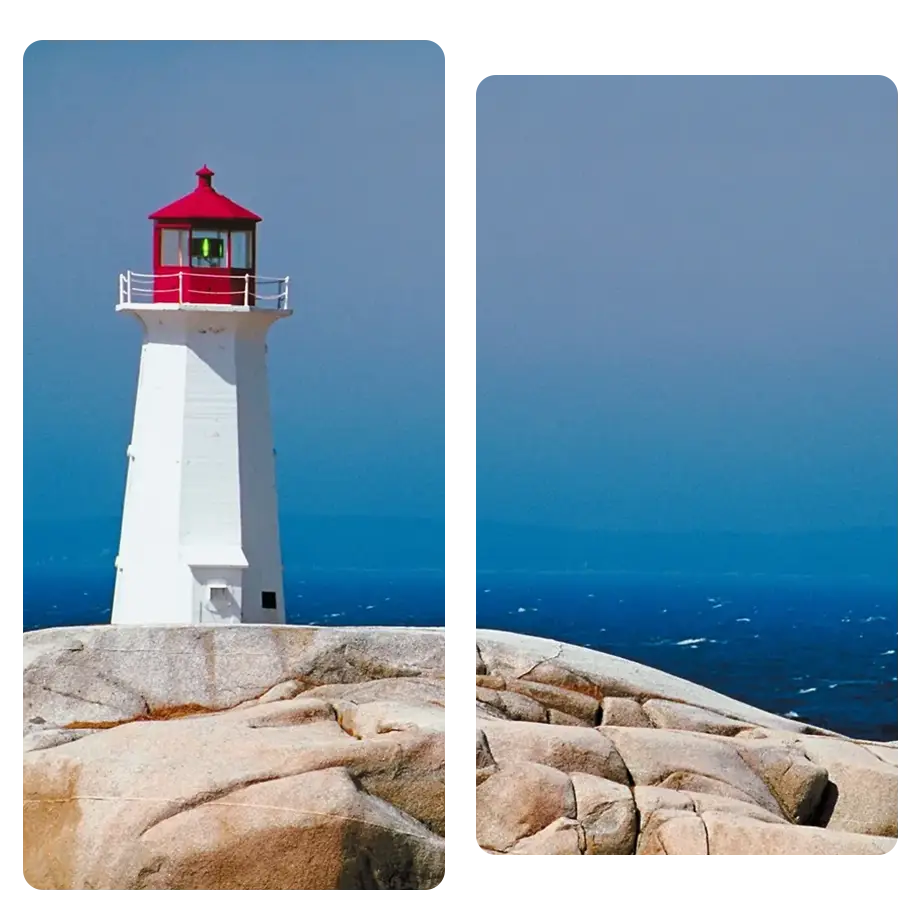 Lighthouse on a cliff overlooking water