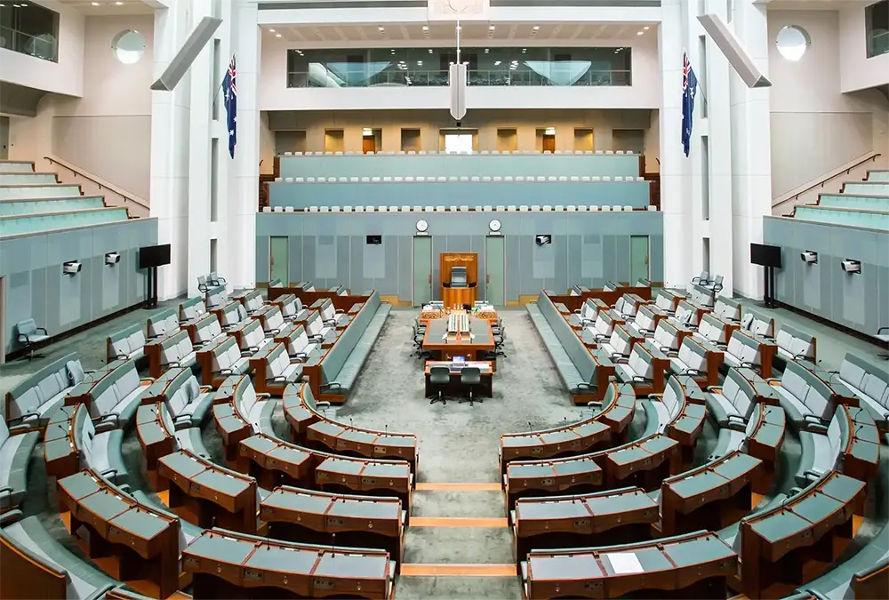 An empty Parliament house in Canberra